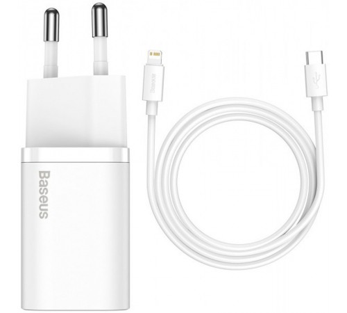 МЗП Baseus Super Si Quick Charger 20W (1USB-C) + кабель Type-C to Lightning (TZCCSUP-B) Білий МЗП Baseus Super Si Quick Charger 20W (1USB-C) + кабель Type-C to Lightning (TZCCSUP-B) Білий