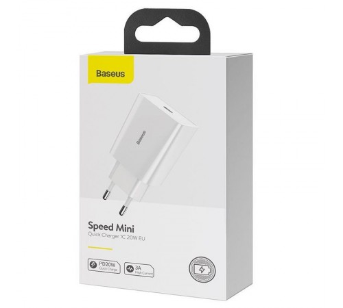 МЗП Baseus Speed Mini Quick Charger 20W (1USB-C) (CCFS-S) Білий МЗП Baseus Speed Mini Quick Charger 20W (1USB-C) (CCFS-S) Білий