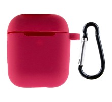 Силіконовий футляр New з карабіном для навушників Airpods 1/2 Червоний / Rose Red
