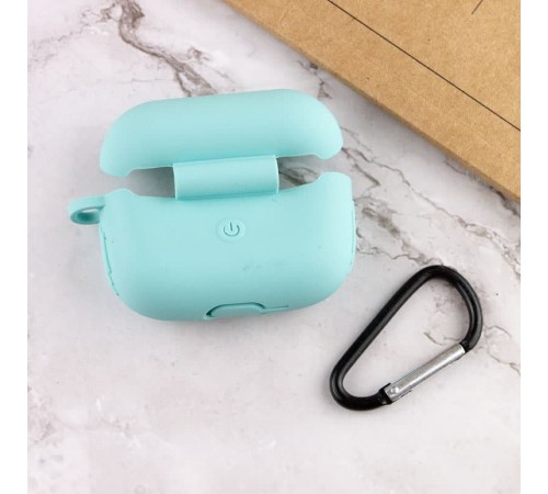 Силіконовий футляр New з карабіном для навушників Airpods Pro Бірюзовий / Marine Green Силіконовий футляр New з карабіном для навушників Airpods Pro Бірюзовий / Marine Green