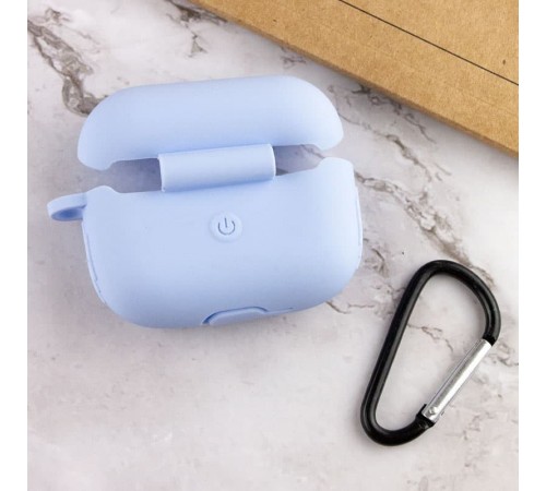 Силіконовий футляр New з карабіном для навушників Airpods Pro Блакитний / Lilac Blue Силіконовий футляр New з карабіном для навушників Airpods Pro Блакитний / Lilac Blue