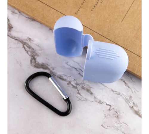 Силіконовий футляр New з карабіном для навушників Airpods Pro Блакитний / Lilac Blue Силіконовий футляр New з карабіном для навушників Airpods Pro Блакитний / Lilac Blue