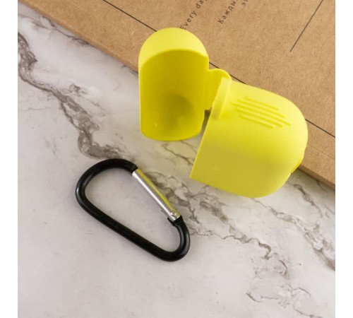Силіконовий футляр New з карабіном для навушників Airpods Pro Жовтий / Bright Yellow Силіконовий футляр New з карабіном для навушників Airpods Pro Жовтий / Bright Yellow