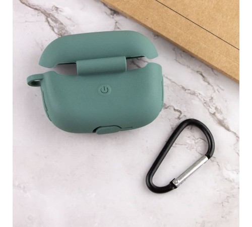 Силіконовий футляр New з карабіном для навушників Airpods Pro Зелений / Pine green Силіконовий футляр New з карабіном для навушників Airpods Pro Зелений / Pine green