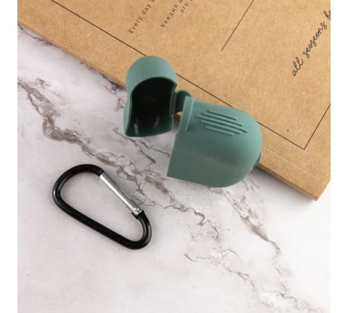 Силіконовий футляр New з карабіном для навушників Airpods Pro Зелений / Pine green Силіконовий футляр New з карабіном для навушників Airpods Pro Зелений / Pine green