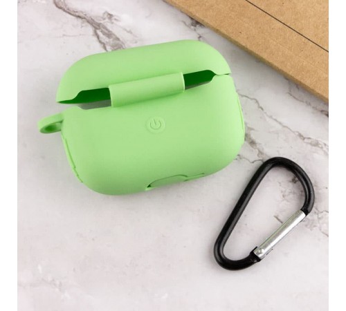 Силіконовий футляр New з карабіном для навушників Airpods Pro Зелений / Spearmint Силіконовий футляр New з карабіном для навушників Airpods Pro Зелений / Spearmint
