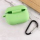Силіконовий футляр New з карабіном для навушників Airpods Pro Зелений / Spearmint