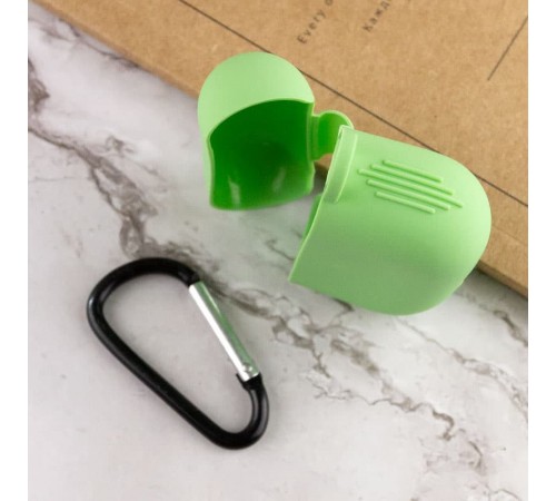 Силіконовий футляр New з карабіном для навушників Airpods Pro Зелений / Spearmint Силіконовий футляр New з карабіном для навушників Airpods Pro Зелений / Spearmint