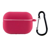 Силіконовий футляр New з карабіном для навушників Airpods Pro Червоний / Rose Red