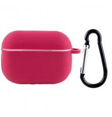 Силіконовий футляр New з карабіном для навушників Airpods Pro Червоний / Rose Red