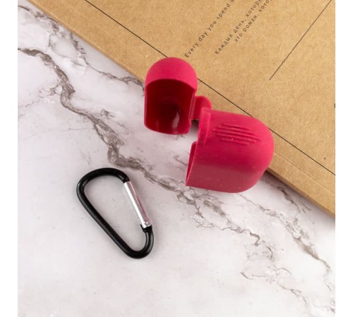 Силіконовий футляр New з карабіном для навушників Airpods Pro Червоний / Rose Red Силіконовий футляр New з карабіном для навушників Airpods Pro Червоний / Rose Red