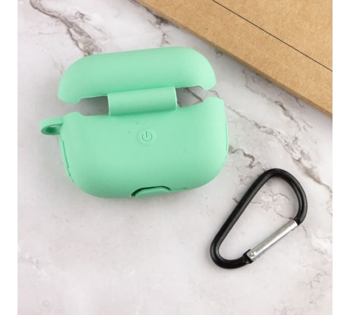 Силіконовий футляр New з карабіном для навушників Airpods Pro М'ятний / Mint Силіконовий футляр New з карабіном для навушників Airpods Pro М'ятний / Mint