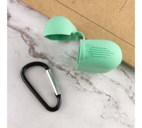 Силіконовий футляр New з карабіном для навушників Airpods Pro М'ятний / Mint Силіконовий футляр New з карабіном для навушників Airpods Pro М'ятний / Mint