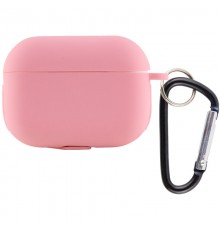 Силіконовий футляр New з карабіном для навушників Airpods Pro Рожевий / Light pink
