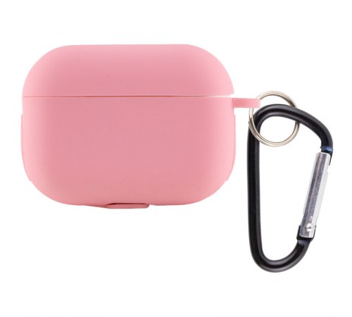 Силіконовий футляр New з карабіном для навушників Airpods Pro Рожевий / Light pink Силіконовий футляр New з карабіном для навушників Airpods Pro Рожевий / Light pink