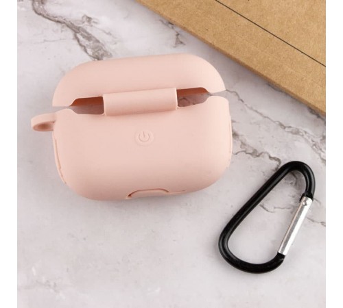 Силіконовий футляр New з карабіном для навушників Airpods Pro Рожевий / Pink Sand Силіконовий футляр New з карабіном для навушників Airpods Pro Рожевий / Pink Sand