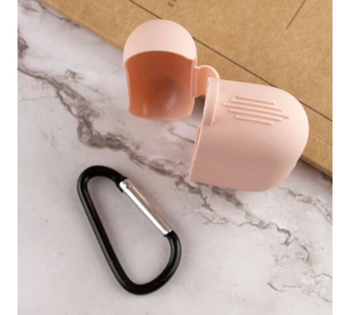 Силіконовий футляр New з карабіном для навушників Airpods Pro Рожевий / Pink Sand Силіконовий футляр New з карабіном для навушників Airpods Pro Рожевий / Pink Sand