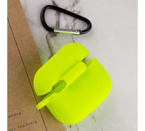 Силіконовий футляр New з карабіном для навушників Airpods Pro Салатовий / Neon green Силіконовий футляр New з карабіном для навушників Airpods Pro Салатовий / Neon green