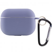 Силіконовий футляр New з карабіном для навушників Airpods Pro Сірий / Lavender Gray