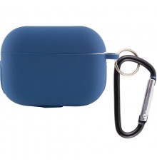 Силіконовий футляр New з карабіном для навушників Airpods Pro Синій / Navy blue