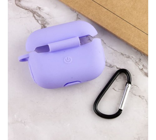 Силіконовий футляр New з карабіном для навушників Airpods Pro Бузковий / Dasheen Силіконовий футляр New з карабіном для навушників Airpods Pro Бузковий / Dasheen