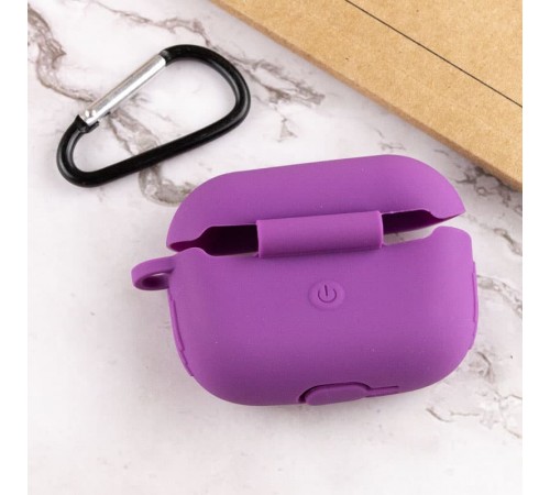 Силіконовий футляр New з карабіном для навушників Airpods Pro Фіолетовий / Grape Силіконовий футляр New з карабіном для навушників Airpods Pro Фіолетовий / Grape