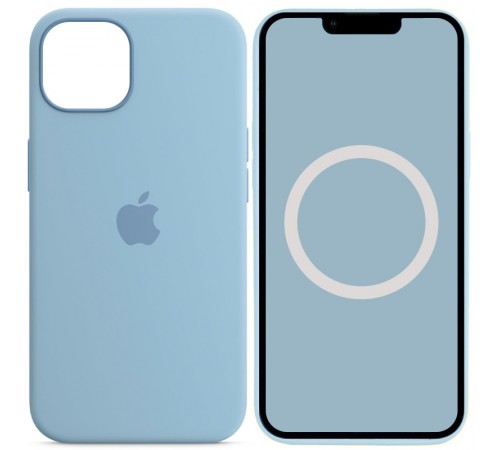 Чохол Silicone case (AAA) with Magsafe and Animation для Apple iPhone 13 (6.1") Блакитний / Blue Fog