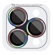 Захисне скло Metal Classic на камеру (у упак.) для Apple iPhone 13 Pro / 13 Pro Max Бузковий / Rainbow