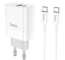 МЗП Hoco C80A Rapido PD20W+QC3.0 (1USB-A/1C) + кабель Type-C to Type-C Білий