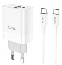 МЗП Hoco C80A Rapido PD20W+QC3.0 (1USB-A/1C) + кабель Type-C to Type-C Білий