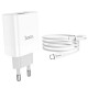 МЗП Hoco C80A Rapido PD20W+QC3.0 (1USB-A/1C) + кабель Type-C to Type-C Білий