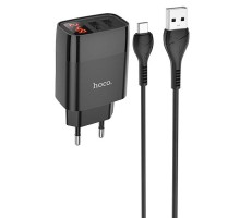 МЗП Hoco C86A Balance 2.4A (2USB-A) + кабель USB to MicroUSB Чорний
