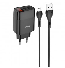 МЗП Hoco C86A Balance 2.4A (2USB-A) + кабель USB to MicroUSB Чорний