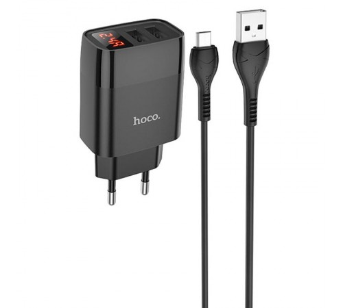 МЗП Hoco C86A Balance 2.4A (2USB-A) + кабель USB to MicroUSB Чорний