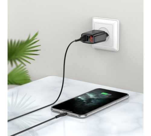 МЗП Hoco C86A Balance 2.4A (2USB-A) + кабель USB to MicroUSB Чорний