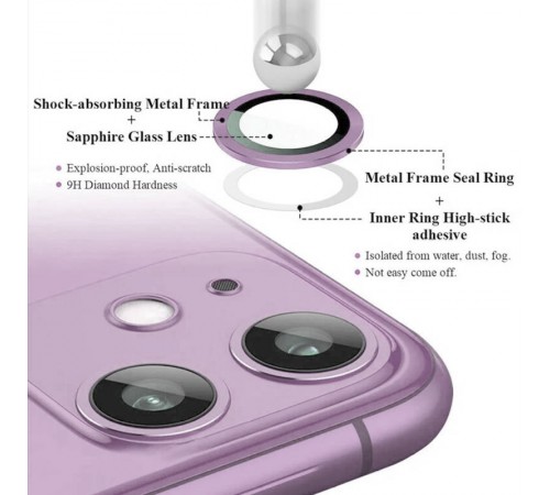 Захисне скло Metal Classic на камеру (у упак.) для Apple iPhone 12 / 12 mini / 11 Фіолетовий / Purple