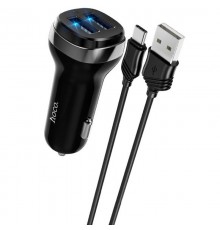 АЗП Hoco Z40 Superior 2.4A (2USB-A) + кабель USB to Type-C Чорний