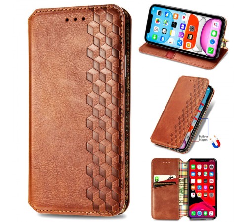 Шкіряний чохол-книжка GETMAN Cubic (PU) для Xiaomi Redmi Note 11 (Global) / Note 11S Коричневий Шкіряний чохол-книжка GETMAN Cubic (PU) для Xiaomi Redmi Note 11 (Global) / Note 11S Коричневий