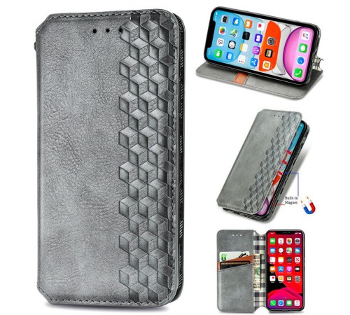 Шкіряний чохол-книжка GETMAN Cubic (PU) для Xiaomi Redmi Note 11 Pro 4G/5G / 12 Pro 4G Сірий Шкіряний чохол-книжка GETMAN Cubic (PU) для Xiaomi Redmi Note 11 Pro 4G/5G / 12 Pro 4G Сірий