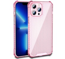Чохол TPU Ease Carbon color series для Apple iPhone 13 Pro (6.1") Рожевий / Прозорий