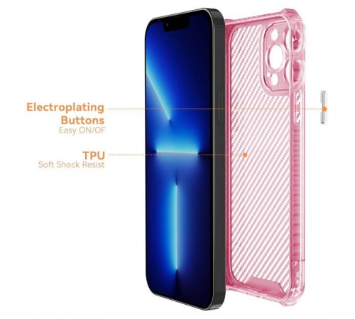 Чохол TPU Ease Carbon color series для Apple iPhone 12 Pro Max (6.7") Рожевий / Прозорий Чохол TPU Ease Carbon color series для Apple iPhone 12 Pro Max (6.7") Рожевий / Прозорий