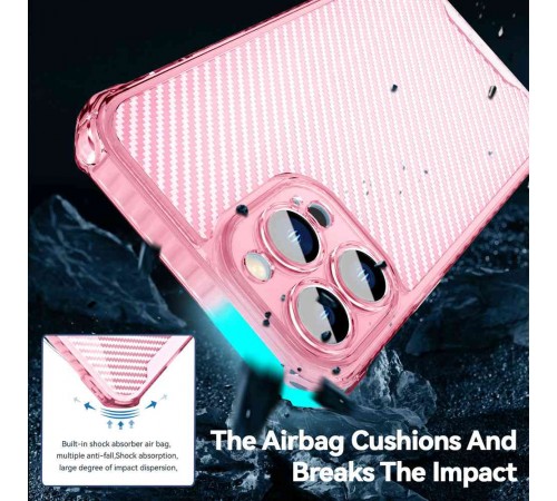 Чохол TPU Ease Carbon color series для Apple iPhone 12 Pro Max (6.7") Рожевий / Прозорий Чохол TPU Ease Carbon color series для Apple iPhone 12 Pro Max (6.7") Рожевий / Прозорий