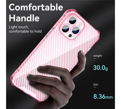 Чохол TPU Ease Carbon color series для Apple iPhone 12 Pro Max (6.7") Рожевий / Прозорий Чохол TPU Ease Carbon color series для Apple iPhone 12 Pro Max (6.7") Рожевий / Прозорий