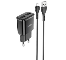 МЗП Hoco C88A Star round 2.4A (2USB-A) + кабель USB to Lightning Чорний