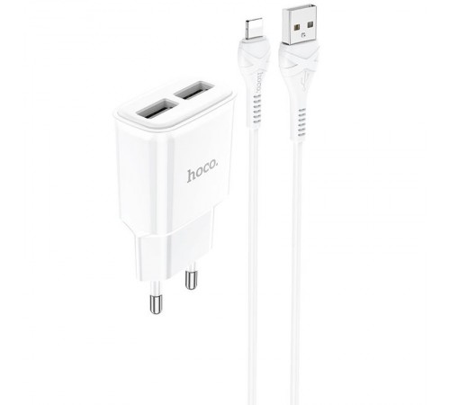 МЗП Hoco C88A Star round 2.4A (2USB-A) + кабель USB to Lightning Білий МЗП Hoco C88A Star round 2.4A (2USB-A) + кабель USB to Lightning Білий