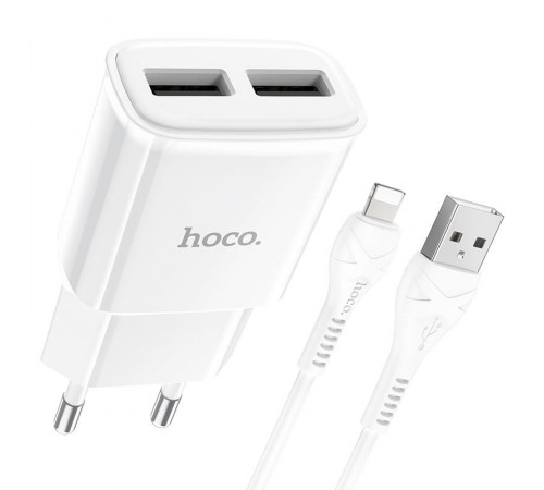 МЗП Hoco C88A Star round 2.4A (2USB-A) + кабель USB to Lightning Білий МЗП Hoco C88A Star round 2.4A (2USB-A) + кабель USB to Lightning Білий