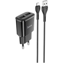 МЗП Hoco C88A Star round 2.4A (2USB-A) + кабель USB to MicroUSB Чорний