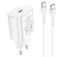 МЗП Hoco N22 Jetta PD25W (1USB-C) + кабель Type-C to Type-C Білий