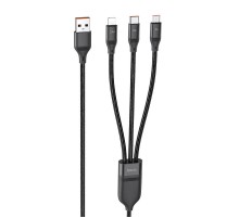 Дата кабель Hoco U104 Ultra 6A 3in1 Lightning-MicroUSB-Type-C (1.2m) Чорний