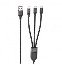 Дата кабель Hoco U104 Ultra 6A 3in1 Lightning-MicroUSB-Type-C (1.2m) Чорний